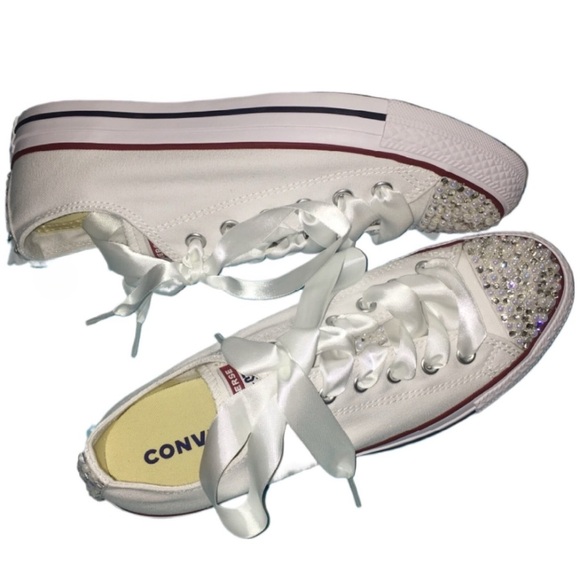 Diamonds & Pearls Low Top Original Converse Sizes 5-14 New With Ribbon Laces New - Picture 2 of 14